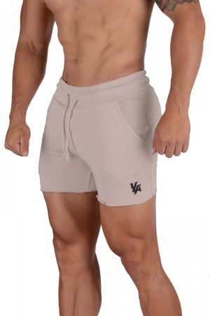 Young LA 102 Bodybuilding French Terry Shorts Beige | MESTW3102