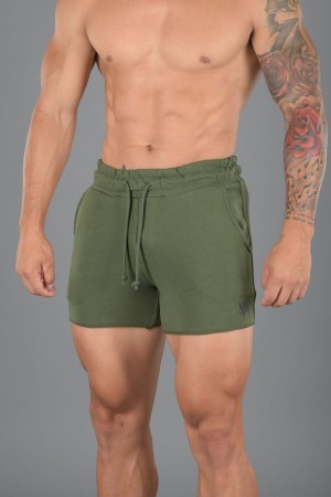 Young LA 102 Bodybuilding French Terry Shorts Olijfgroen | UTHGM4921