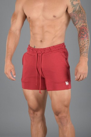 Young LA 102 Bodybuilding French Terry Shorts Rood | KZFJP2196