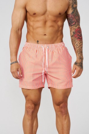 Young LA 1056 - Striped Swim Shorts Oranje | YBDIA1527