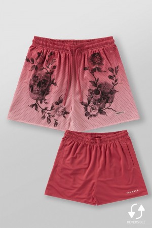 Young LA 1111 - Skulls & Roses Reversible Shorts Rood | FUDYE4072