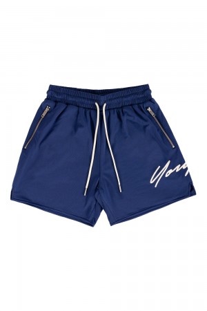 Young LA 115 Signature Shorts Blauw | YADZC3142