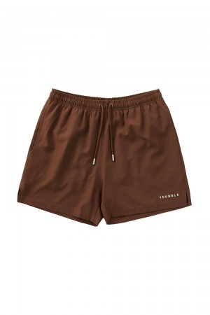 Young LA 140 Frooty Swim Shorts Donkerbruin | JQUTS1275