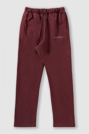 Young LA 2078 - Minimal No Cuff Joggers Bordeaux | RYGTM7435