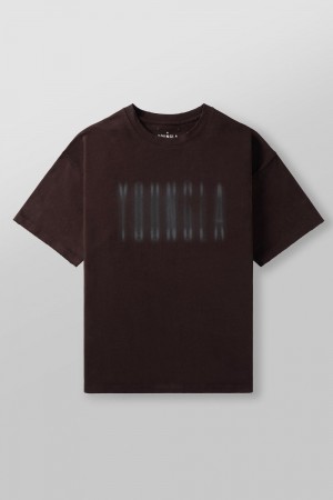 Young LA 4075 - Blurry Heavyweight Tee Donkerbruin | KJXTV9254