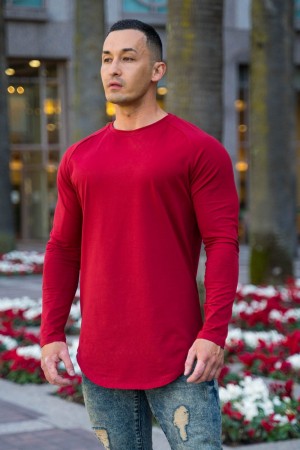 Young LA 410 Perfect Raglan Long Sleeve Shirts Rood | RWLCO0915