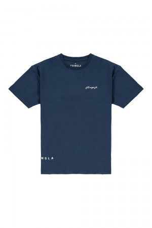 Young LA 414 Signature Tees Donkerblauw | OWFKJ0142