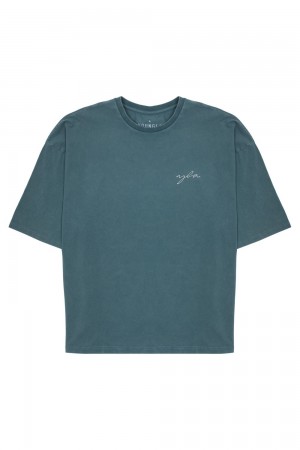 Young LA 464 Skyline Super Sized Tees Teal | PGFBE2630