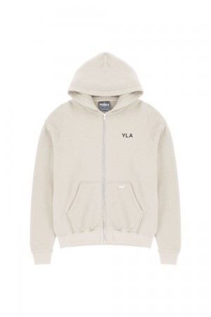 Young LA 515 Monarch Zip-Up Hoodie Beige | YZPVM8041