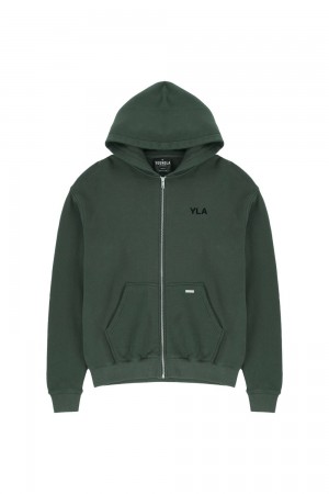 Young LA 515 Monarch Zip-Up Hoodie Olijfgroen | OCUJL5940