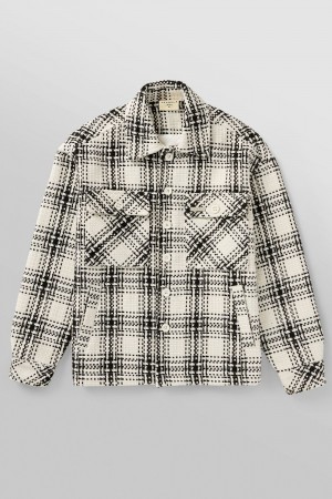 Young LA 519 - Woven Flannel Jackets Wit Zwart | YOJHU6957