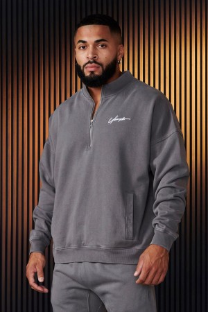 Young LA 520 - Sunday Quarter Zips Grijs | UABKS3190