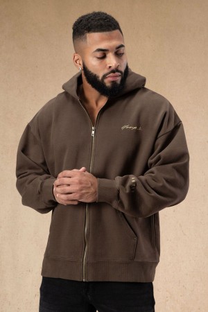 Young LA 546 Rivet Zipup Hoodies Bruin | NVQRM6482