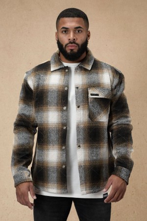 Young LA 556 High Profile Flannel Jacket Bruin Zwart | YLBPC0435