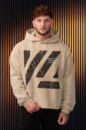 Young LA 568 - Icon Washed Hoodies Beige | LKIEZ7563