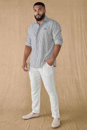 Young LA 825 - Simply Linen Shirts Grijs | WHFUM4257