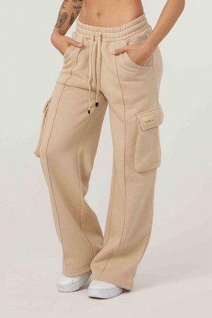 Young LA W216 - Cargo Fleece Joggers Beige | PWVZO6219