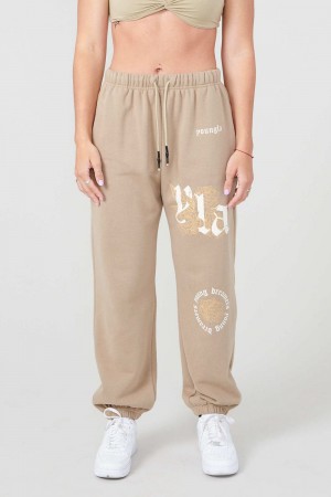 Young LA W224 Rose Joggers Beige | DVSHF9603