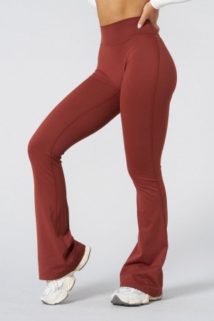 Young LA W227 - Curve Flare Leggings Bordeaux | XABUR8013