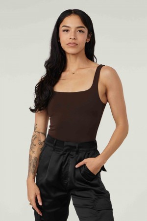 Young LA W307 - Snatched Bodysuit Donkerbruin | QMRLF0139