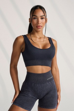 Young LA W315 Carbon Ribbed Sports Bra Donkerblauw | ULFRG2570