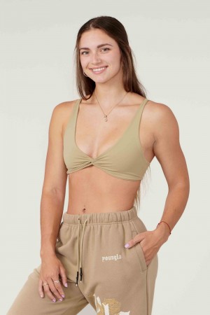 Young LA W326 Spiral Sports Bra Olijfgroen | KTNSA5693