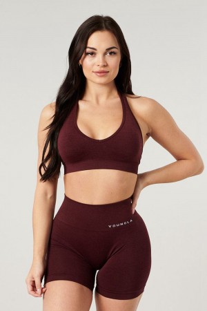 Young LA W328 - Core Seamless Halter Sports Bra Bordeaux | YSXEJ0598