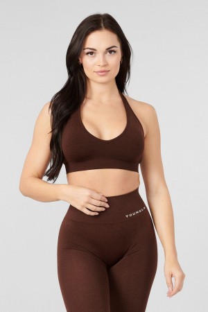 Young LA W328 - Core Seamless Halter Sports Bra Donkerbruin | ZQYDI0748