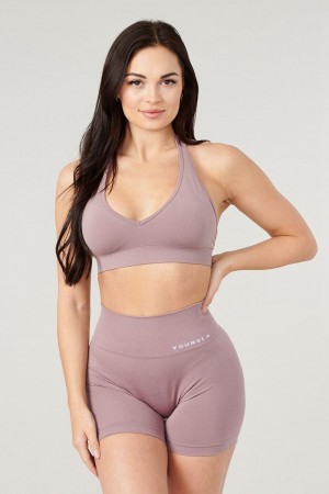 Young LA W328 - Core Seamless Halter Sports Bra Paars | ZURNL2368