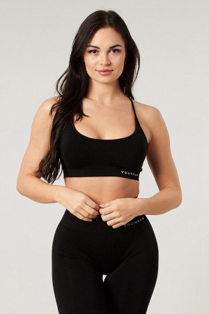 Young LA W329 - Core Seamless Scoop Neck Bra Zwart | VZQIW6347