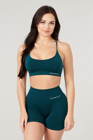 Young LA W329 - Core Seamless Scoop Neck Bra Teal | MGYXU1248