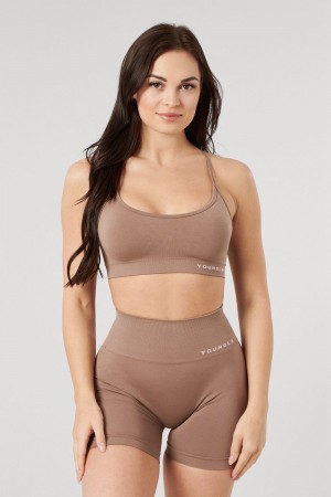 Young LA W329 - Core Seamless Scoop Neck Bra Khaki | QBPVR9058