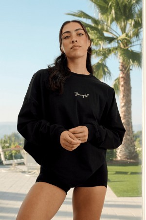 Young LA W416 Retro Long Sleeve Fall 23 Zwart | SVELF6412