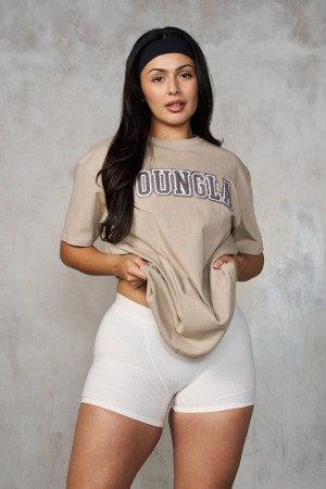 Young LA W422 Varsity Pump Tees Beige | MHZLN9478