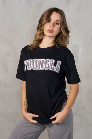 Young LA W422 Varsity Pump Tees Zwart | MGJBA2647