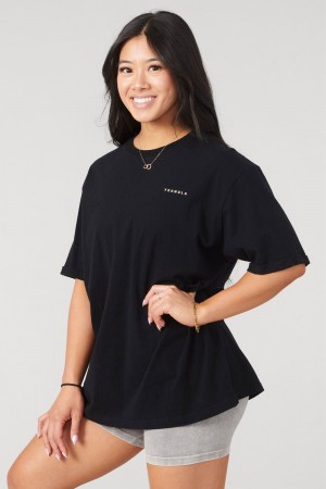 Young LA W424 Bloc Oversized Tee Zwart | ONZIF3481