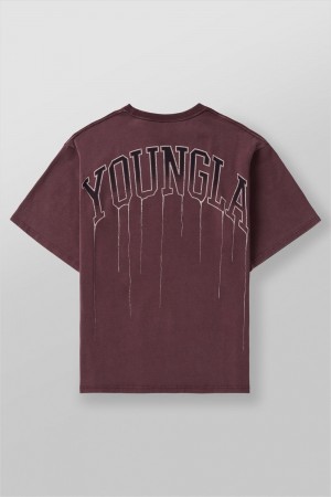 Young LA W428 - Drip Oversized Tee Bordeaux | AZSHP3065