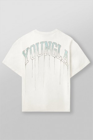 Young LA W428 - Drip Oversized Tee Wit | XNCAE5401