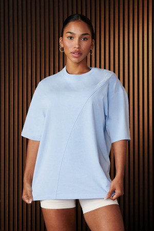 Young LA W431 - Curve Oversize Tee Blauw | ZJURF0315