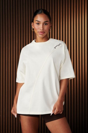 Young LA W431 - Curve Oversize Tee Wit | DFPRX5183