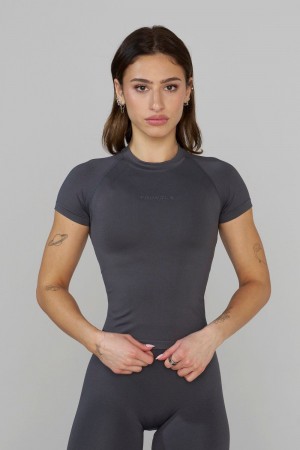 Young LA W446 Seamless Curve Compression Tee Grijs | IXGUB1923