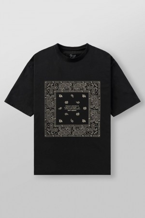 Young LA W448 Bandana Tee Zwart | KUOPX4203