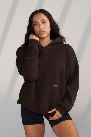 Young LA W514 - Bella Sweater Hoodie Donkerbruin | FJEHA4672