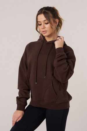 Young LA W518 - Minimal Hoodie Donkerbruin | JKWIF3198