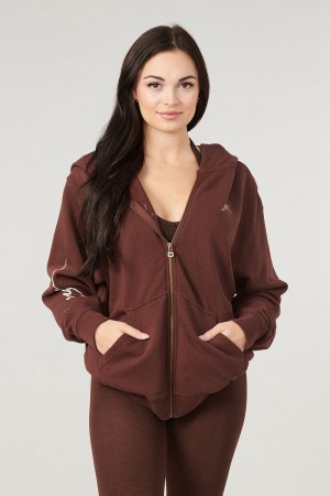 Young LA W519 - Emblem Zip Up Hoodie Bordeaux | EVHRN4091