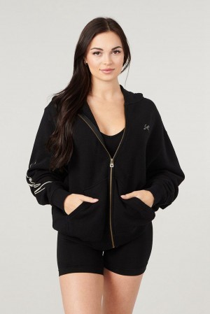 Young LA W519 - Emblem Zip Up Hoodie Zwart | XUKFV4831