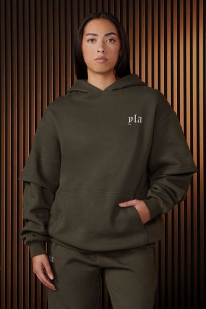 Young LA W520 - Urban Layer Hoodie Olijfgroen | ANCBJ1584