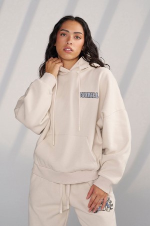 Young LA W524 - Teddy Hoodie Beige | QMROD2930