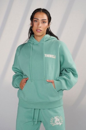 Young LA W524 - Teddy Hoodie Teal | VNHBY5387