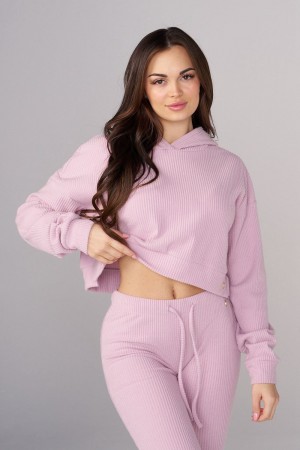 Young LA W545 Ava Crop Hoodie Roze | SHPLW6354